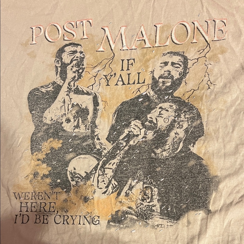 Graphic Tee - Cream Men’s Band Shirt Post Malone 3X